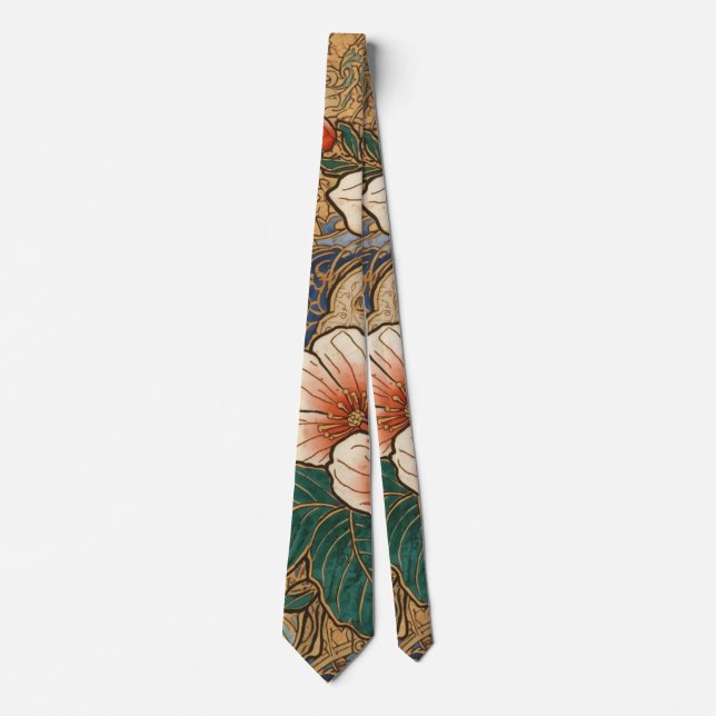 Cravate Tie de mariage floral en cloisonné formel gras (Devant)