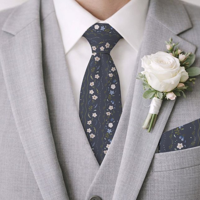 Cravate Tie de mariage floral folklorique scandinave (Créateur téléchargé)