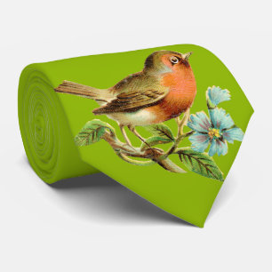 Cravate Tie de mariage oiseau vintage vert pomme