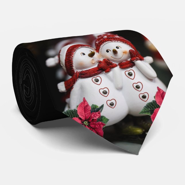 Cravate Tie de Noël, Bonhomme de neige (Roulé)