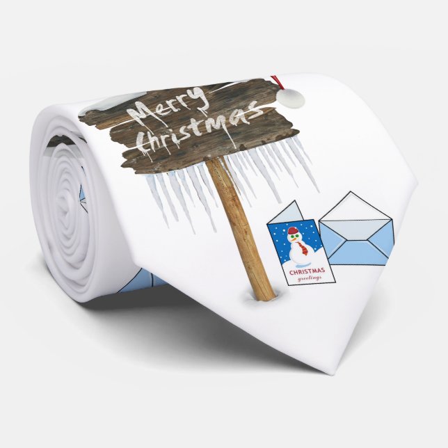 Cravate Tie de Noël, Bonhomme de neige (Roulé)