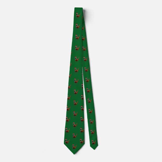 Cravate Tie de Noël festive faisan, design unique      (Devant)