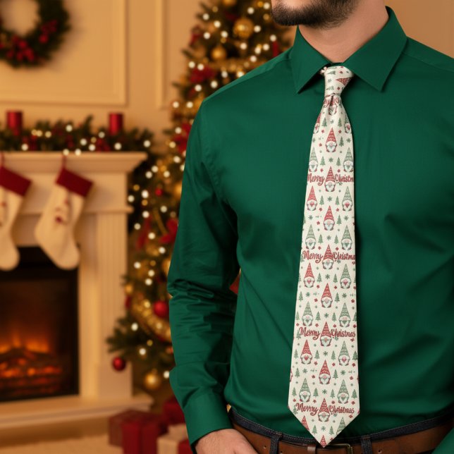 Cravate Tie de Noël Gnome scandinave (Créateur téléchargé)