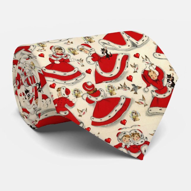 Cravate Tie de Noël, Vintage (Roulé)