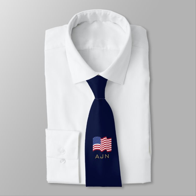 Cravate Tie Drapeau Américain Monogrammé (Attaché)