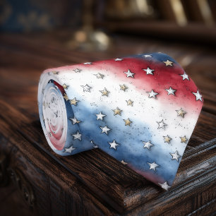Cravate Tie du 4 juillet – motif étoile rouge blanc bleu