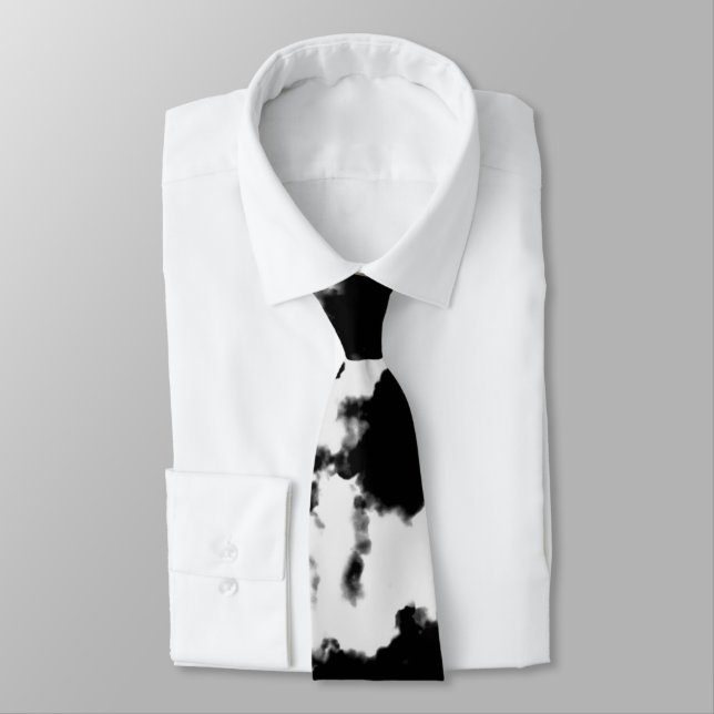 Cravate Tie Dye Noir et Blanc (Attaché)
