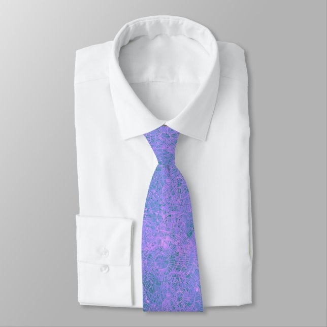 Cravate Tie Dye Violet Abstrait Webby (Attaché)