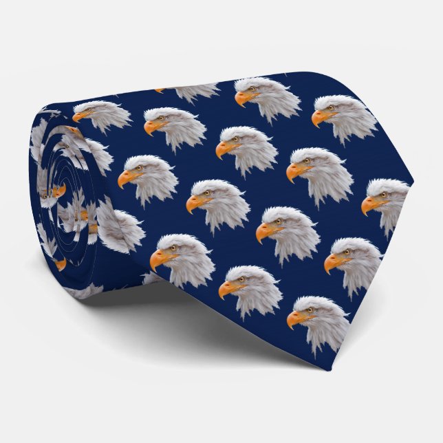 Cravate Tie Eagle Frenzy Double Face Imprimé (Navy) (Roulé)
