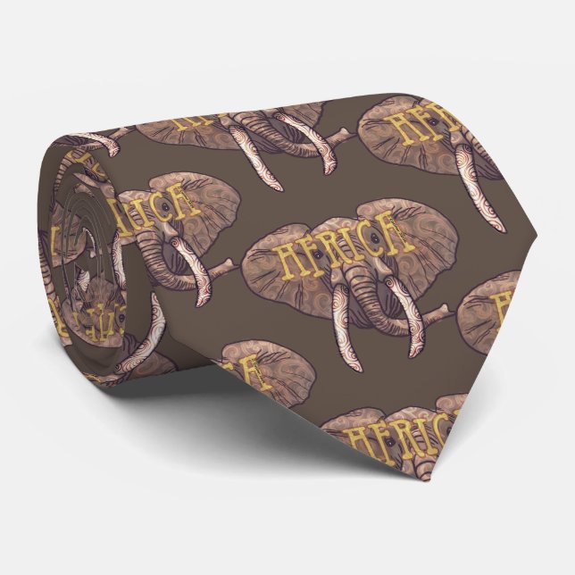 Cravate Tie éléphant Sepia Afrrica (Roulé)