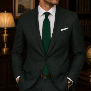 Cravate Tie en herringbone vert foncé