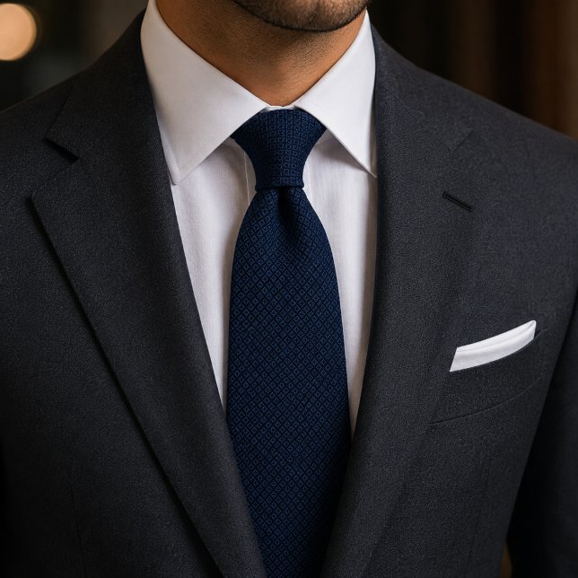 Cravate Tie en jacquard diamant Navy Luxe (Créateur téléchargé)