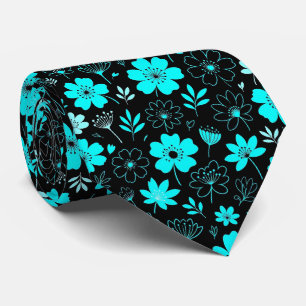 Cravate Tie en soie fausse Aqua + Noir Gentleman Abstrai