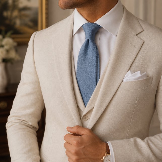 Cravate Tie en tissu bleu poussiéreux (Créateur téléchargé)