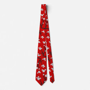 Cravate Tie Fleurs de Cerisier Oriental Sakura Blanc Asiat