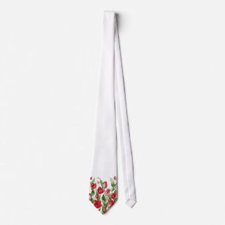 Cravate Tie floral à motif tulipe aquarelle blanc