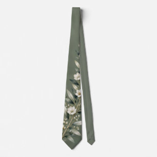 Cravate Tie floral botanique vert sauge