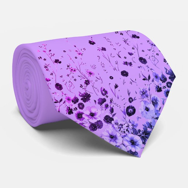 Cravate Tie floral lavande pour hommes (Roulé)