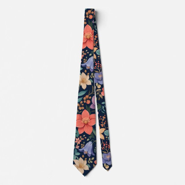 Cravate Tie Floral Luxe Minuit (Devant)
