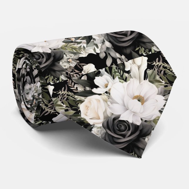 Cravate Tie floral pour occasion spéciale | Moderne et for (Roulé)