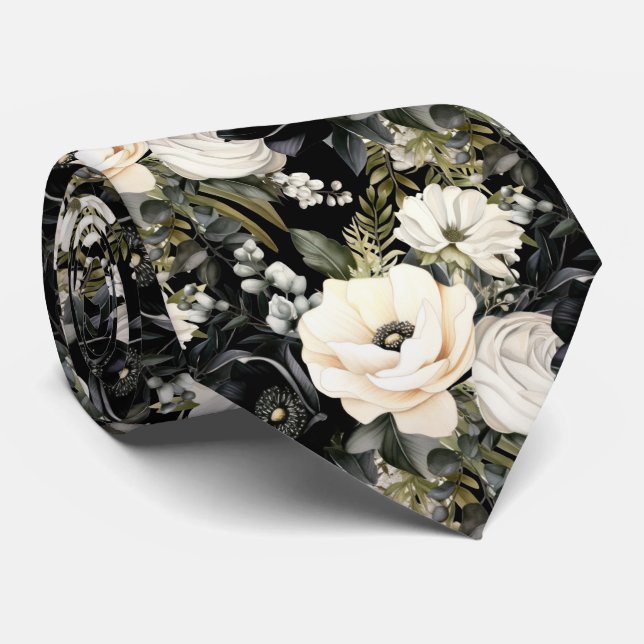 Cravate Tie floral pour occasion spéciale | Moderne et for (Roulé)