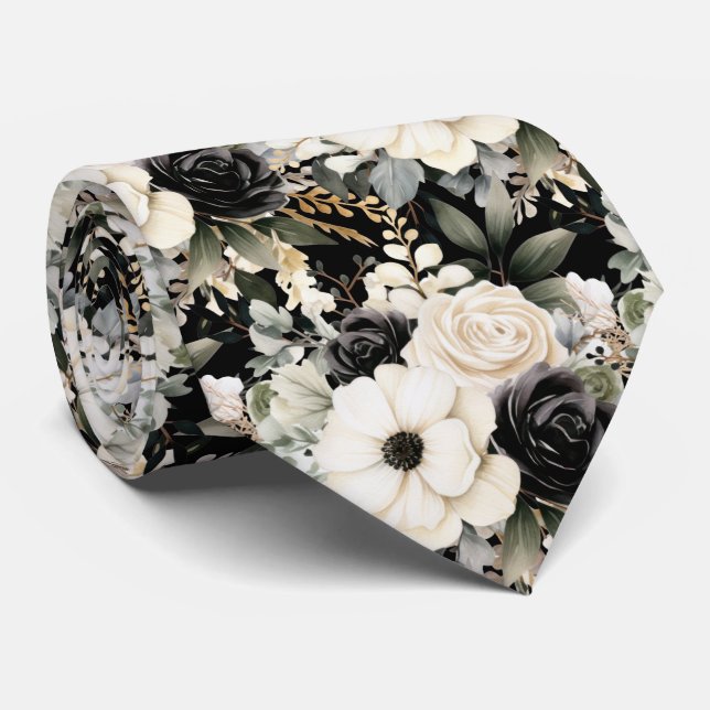 Cravate Tie floral pour occasion spéciale | Moderne et for (Roulé)