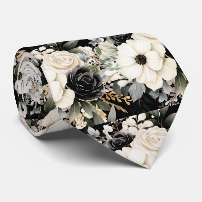 Cravate Tie floral pour occasion spéciale | Moderne et for (Roulé)