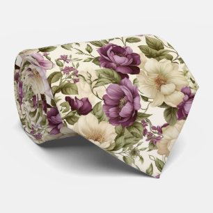 Cravate Tie floral violet et blanc