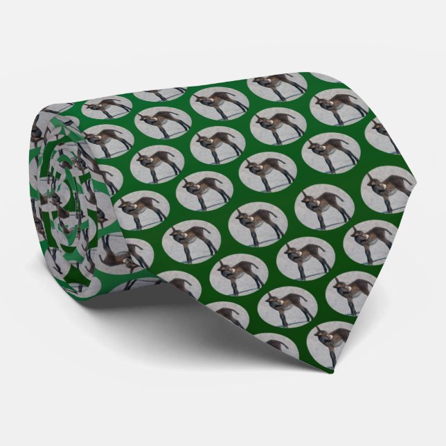 Cravate Tie frénésie bourrique (vert clair/vert foncé) (Roulé)