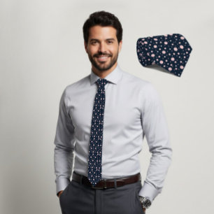 Cravate Tie géométrique hexagonal rose marine