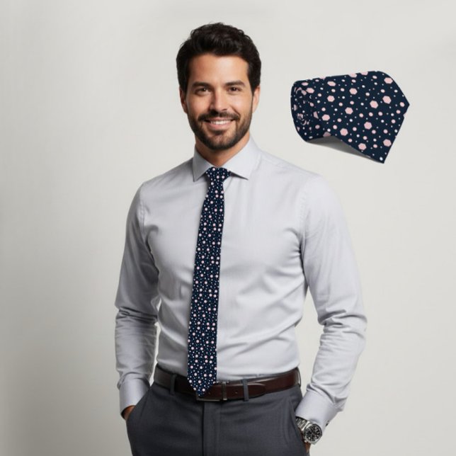 Cravate Tie géométrique hexagonal rose marine (Créateur téléchargé)