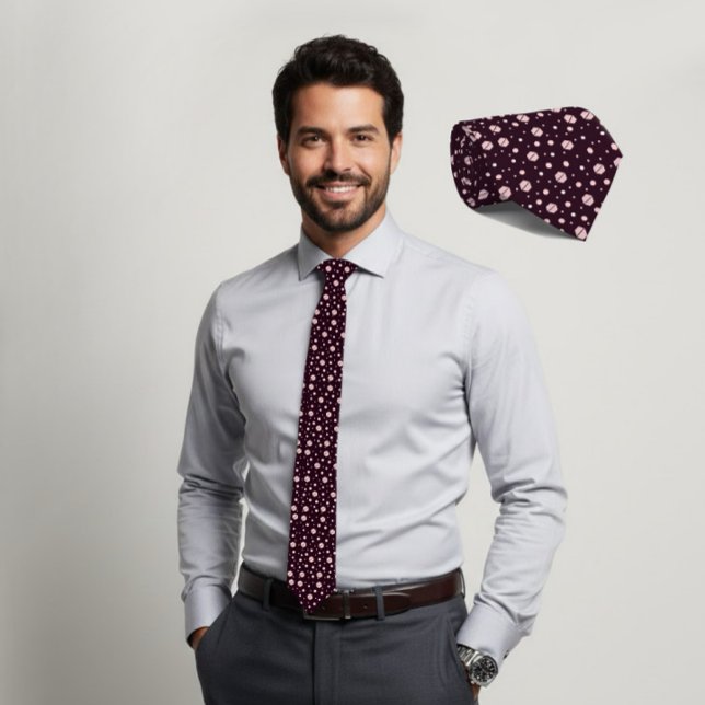 Cravate Tie géométrique hexagonale prune foncé rose (Créateur téléchargé)