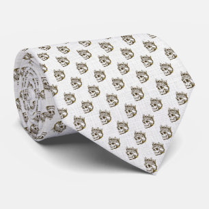 Cravate Tie graphique à motif crâne de roi couronné vintag