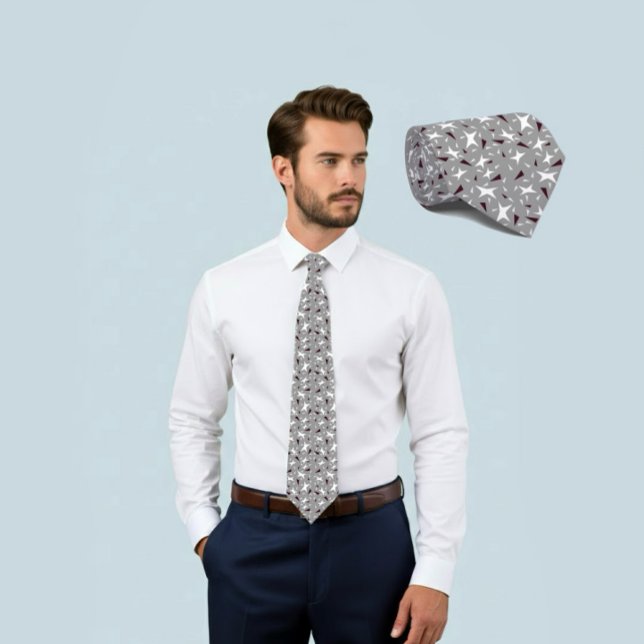 Cravate Tie grise Geo étoile et motif triangle (Créateur téléchargé)