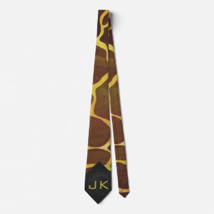 Cravate Tie imprimé marron et jaune girafe