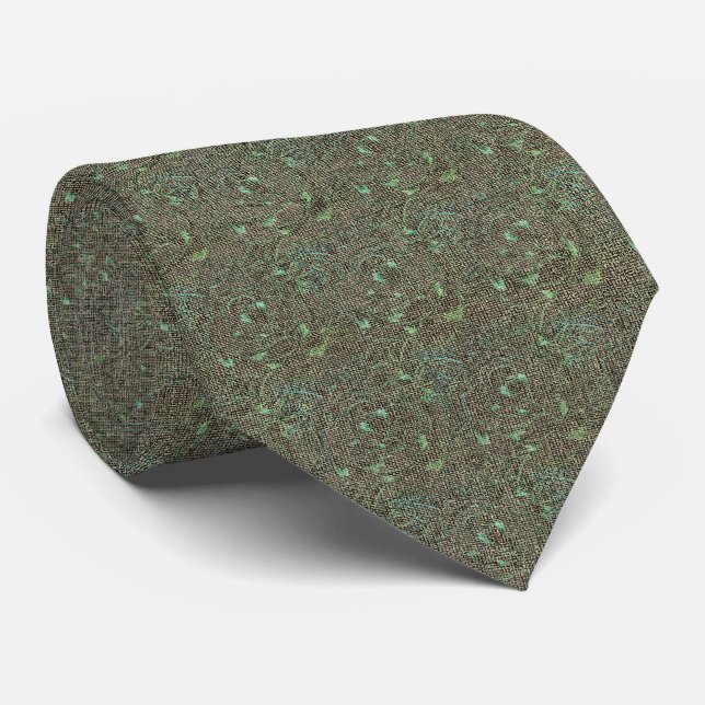 Cravate Tie Jardin d'Émeraude – Floral Texturé (Roulé)