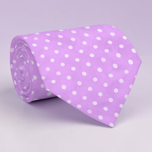 Cravate Tie lavande à petits pois blancs