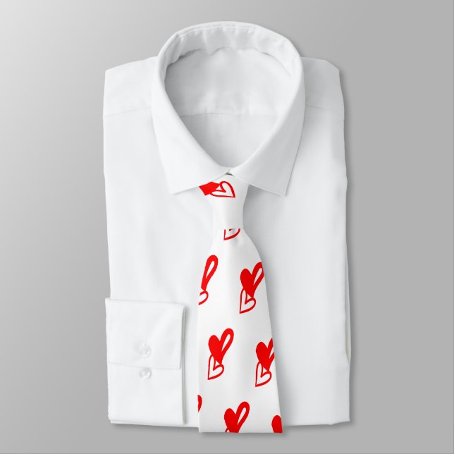 Cravate Tie Luxueux Cœurs Rouges Saint-Valentin - Cadeau d (Attaché)