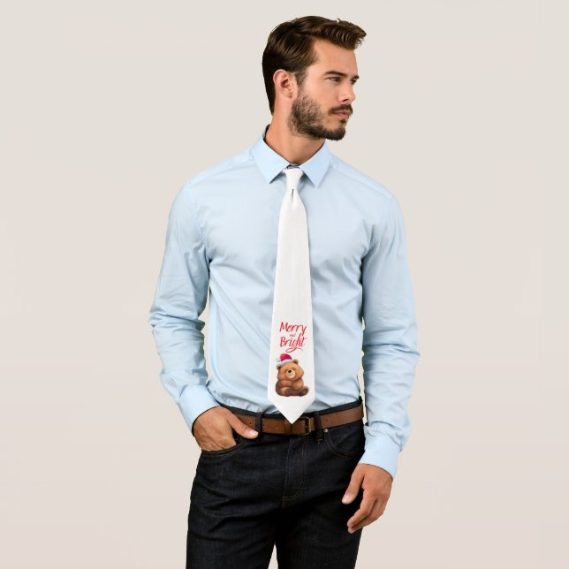Cravate Tie : Merry & Bright (white) (En situation)