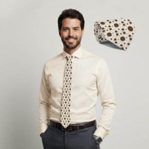 Cravate Tie micro floral beige marron foncé
