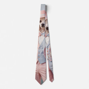 Cravate Tie Miss Caniche Rose
