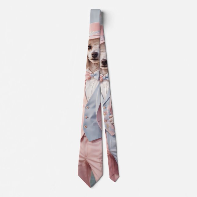 Cravate Tie Miss Caniche Rose  (Devant)