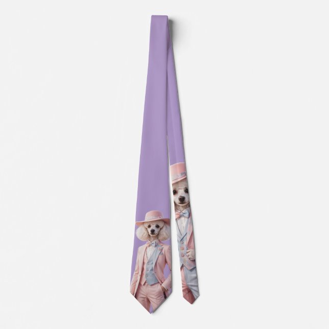 Cravate Tie Miss Poodle Rose  (Devant)