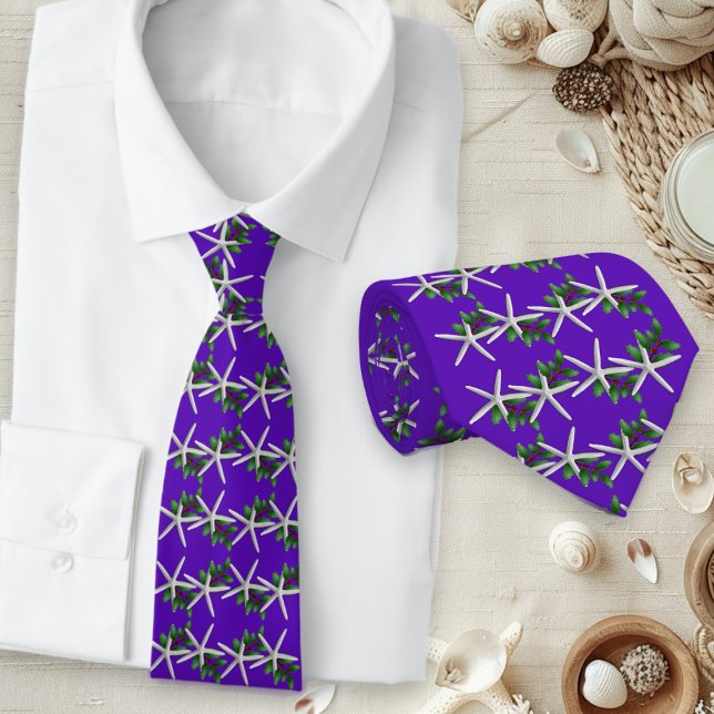 Cravate Tie motif étoile de mer violette de Noël (Créateur téléchargé)