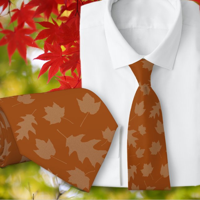 Cravate Tie motif feuilles brunes d'automne (Créateur téléchargé)