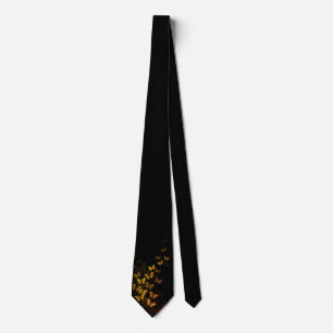 Cravate Tie noire pour hommes avec motif papillon doré sub