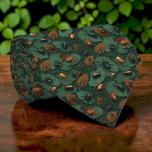 Cravate Tie personnalisé à motif de bug, insecte et arachn (Créateur téléchargé)
