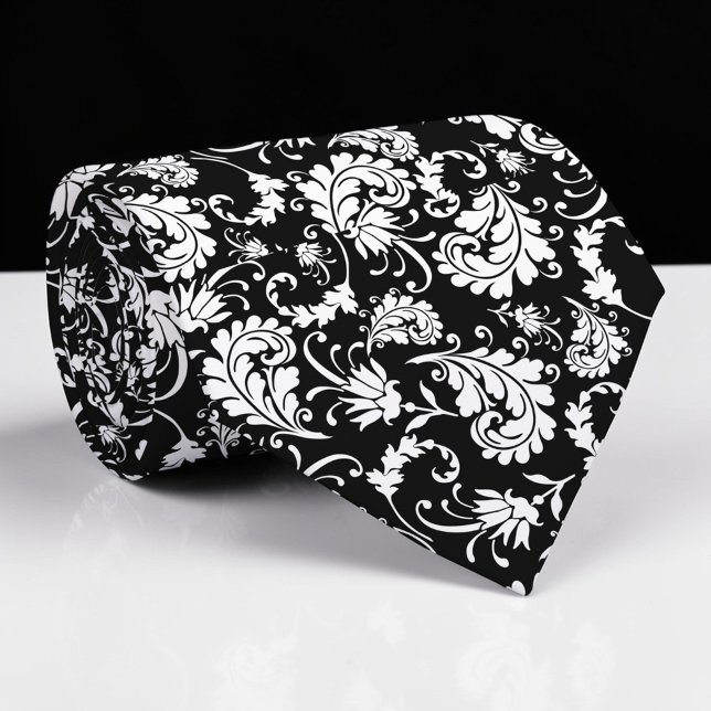 Cravate Tie personnalisé à motif floral noir (Créateur téléchargé)
