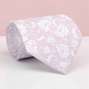 Cravate Tie personnalisé à motif floral rose pâle