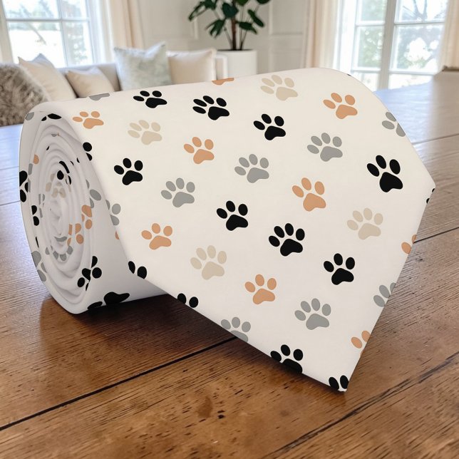 Cravate Tie personnalisé à motif patte de chat rétro neutr (Créateur téléchargé)